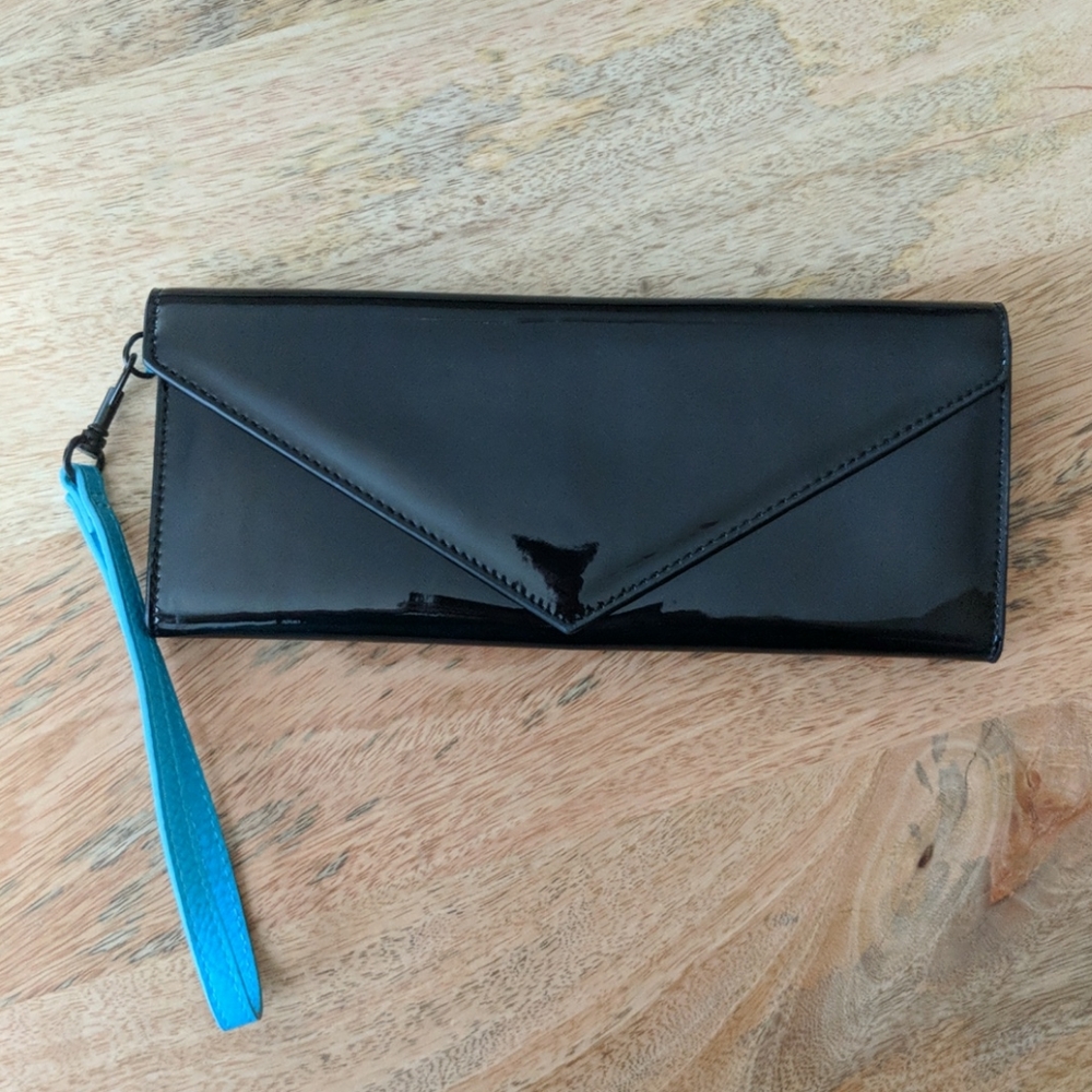 Marc Jacobs black patent clutch